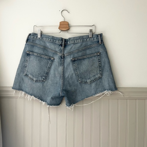 Agolde Size 32 Blue Jean Cut Off Denim Button Fly Shorts - Picture 6 of 7